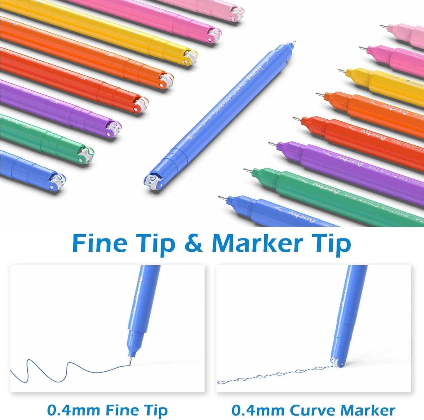 8-Pack Dual-Tip Roller Pattern Highlighters